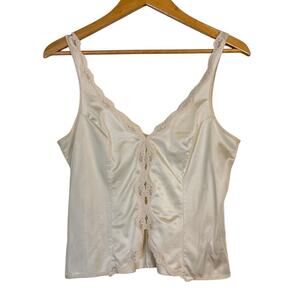 Warner's Frostings Women's Peekaboo Lace Trim Pullover Camisole Top Size M Beige